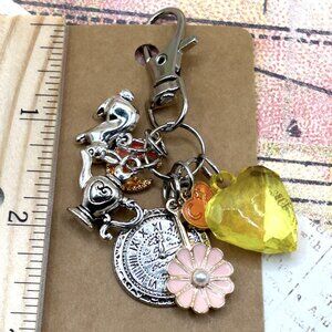 Art Fair Alice in Wonderland Keychain Purse Charm Acrylic Heart Rabbit Clock